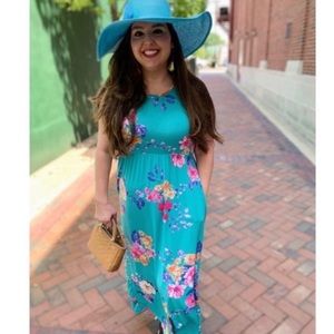 Turquoise Floral Maxi Dress Eloges by Egy